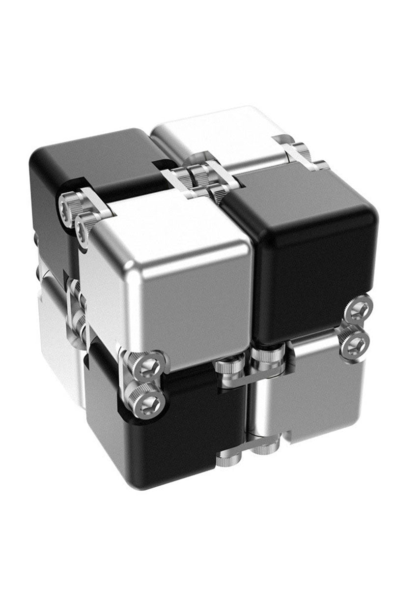 DeskSanctuary Premium Metal Infinity Cube - Solid Aluminum Alloy Haptic Fidget Toy