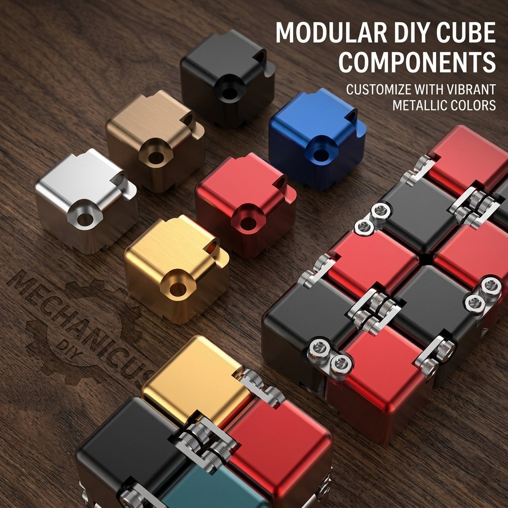 DIY modular aluminum components and blocks for custom metal infinity cube colors