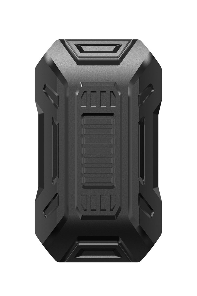 DeskSanctuary GT Hypercar magnetic fidget slider in a sleek matte Stealth Black finish. The heavy-duty metal alloy chassis features clean industrial contours, central tactile grip ridges, and precision geometric facets inspired by modern sports car design. Isolated on a solid white background for online shop listing.