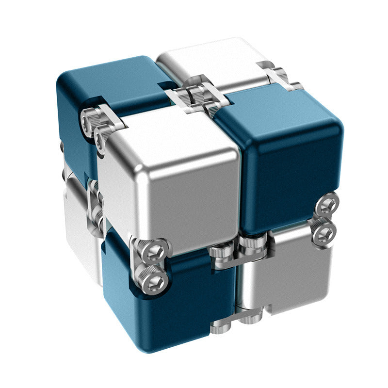 DeskSanctuary Premium Metal Infinity Cube - Solid Aluminum Alloy Haptic Fidget Toy