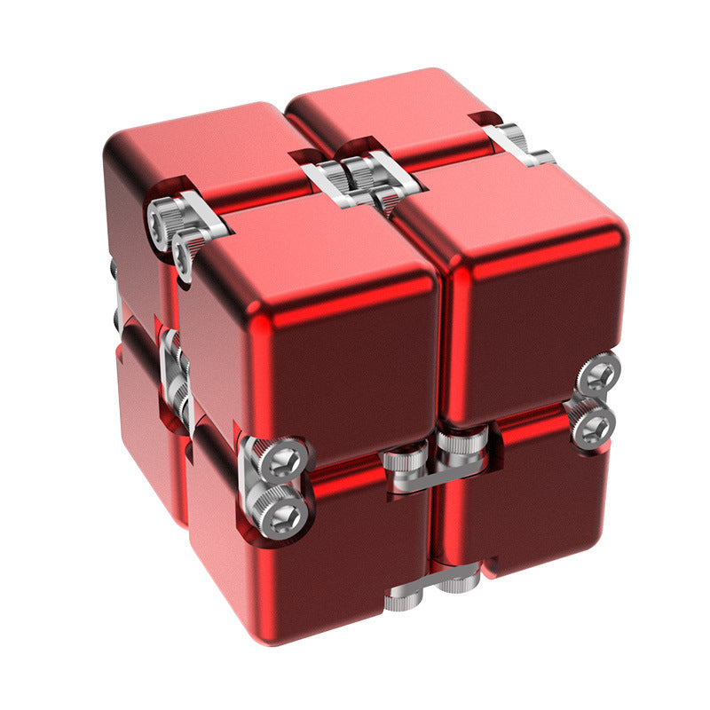 DeskSanctuary Premium Metal Infinity Cube - Solid Aluminum Alloy Haptic Fidget Toy