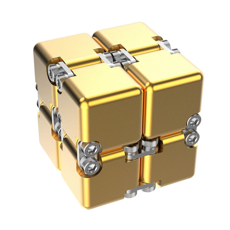 DeskSanctuary Premium Metal Infinity Cube - Solid Aluminum Alloy Haptic Fidget Toy