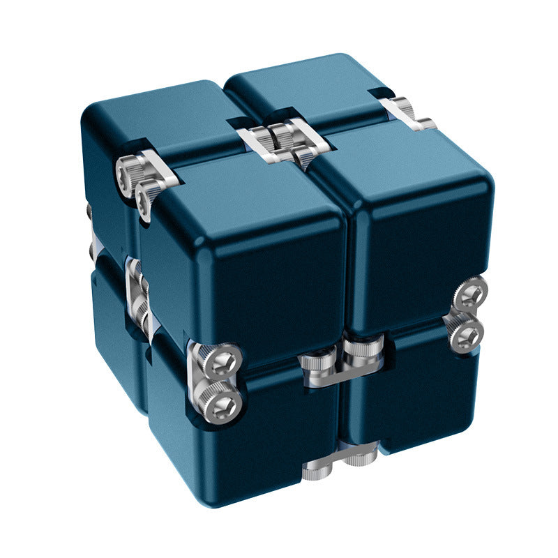 DeskSanctuary Premium Metal Infinity Cube - Solid Aluminum Alloy Haptic Fidget Toy
