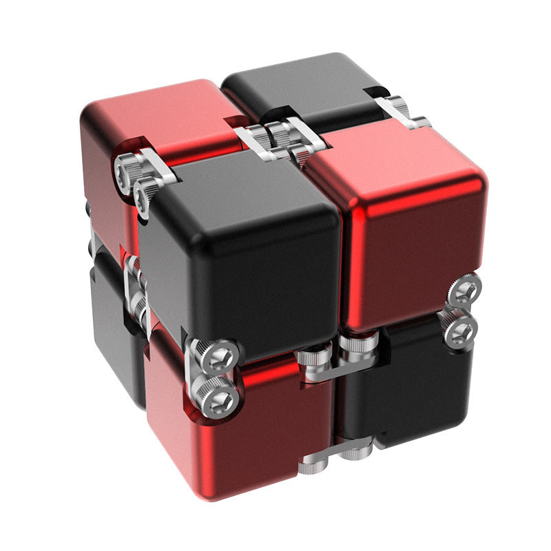 DeskSanctuary Premium Metal Infinity Cube - Solid Aluminum Alloy Haptic Fidget Toy