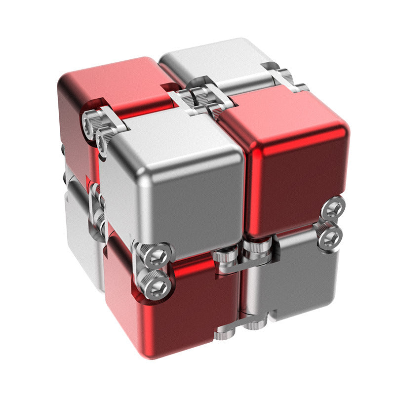 DeskSanctuary Premium Metal Infinity Cube - Solid Aluminum Alloy Haptic Fidget Toy