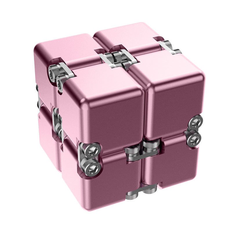 DeskSanctuary Premium Metal Infinity Cube - Solid Aluminum Alloy Haptic Fidget Toy