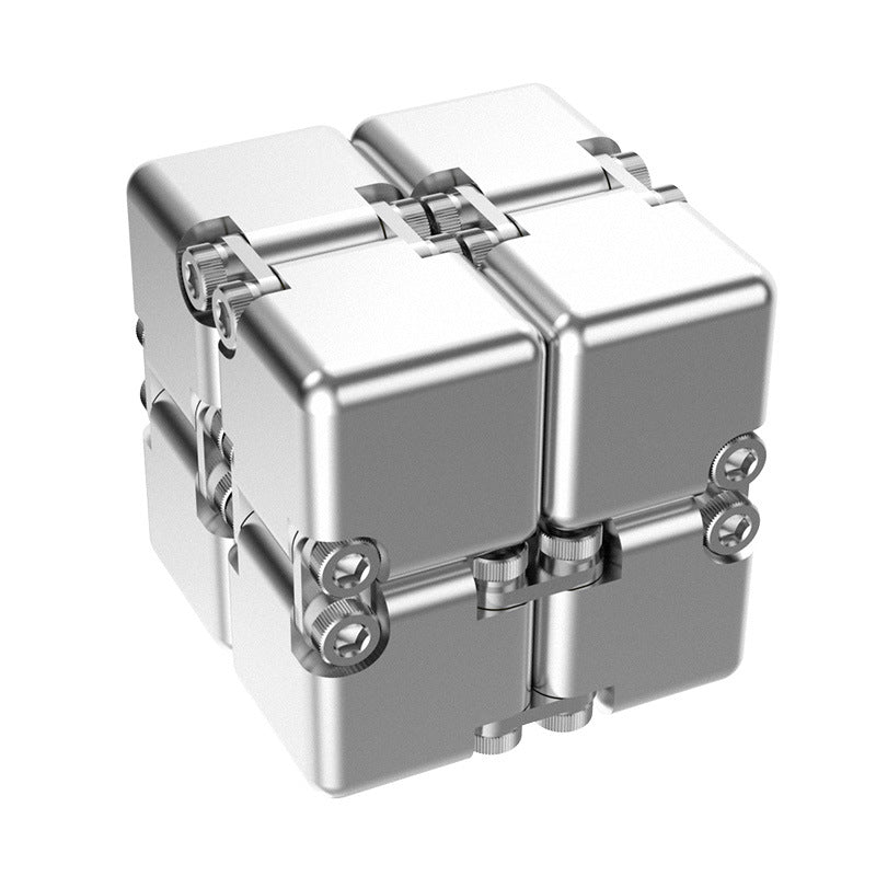 DeskSanctuary Premium Metal Infinity Cube - Solid Aluminum Alloy Haptic Fidget Toy