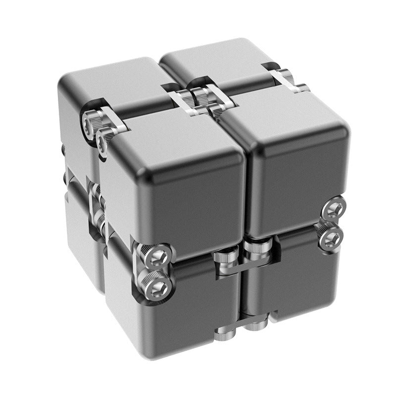 DeskSanctuary Premium Metal Infinity Cube - Solid Aluminum Alloy Haptic Fidget Toy