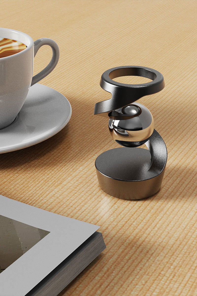 Desk Floating Gyroscope Stress Relief Toy – Aluminum Alloy Kinetic Desk Sculpture for Focus & Relaxation