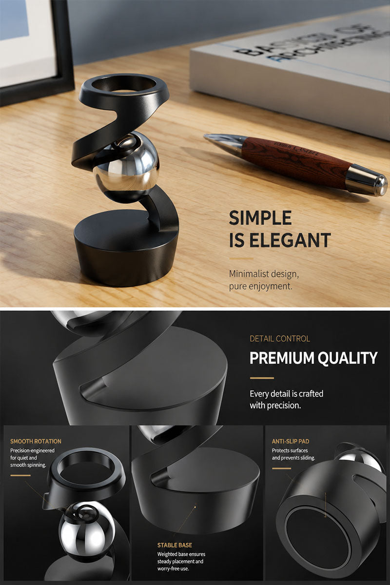 Desk Floating Gyroscope Stress Relief Toy – Aluminum Alloy Kinetic Desk Sculpture for Focus & Relaxation