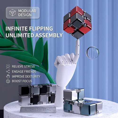DeskSanctuary premium 180g metal infinity cube video demonstration.