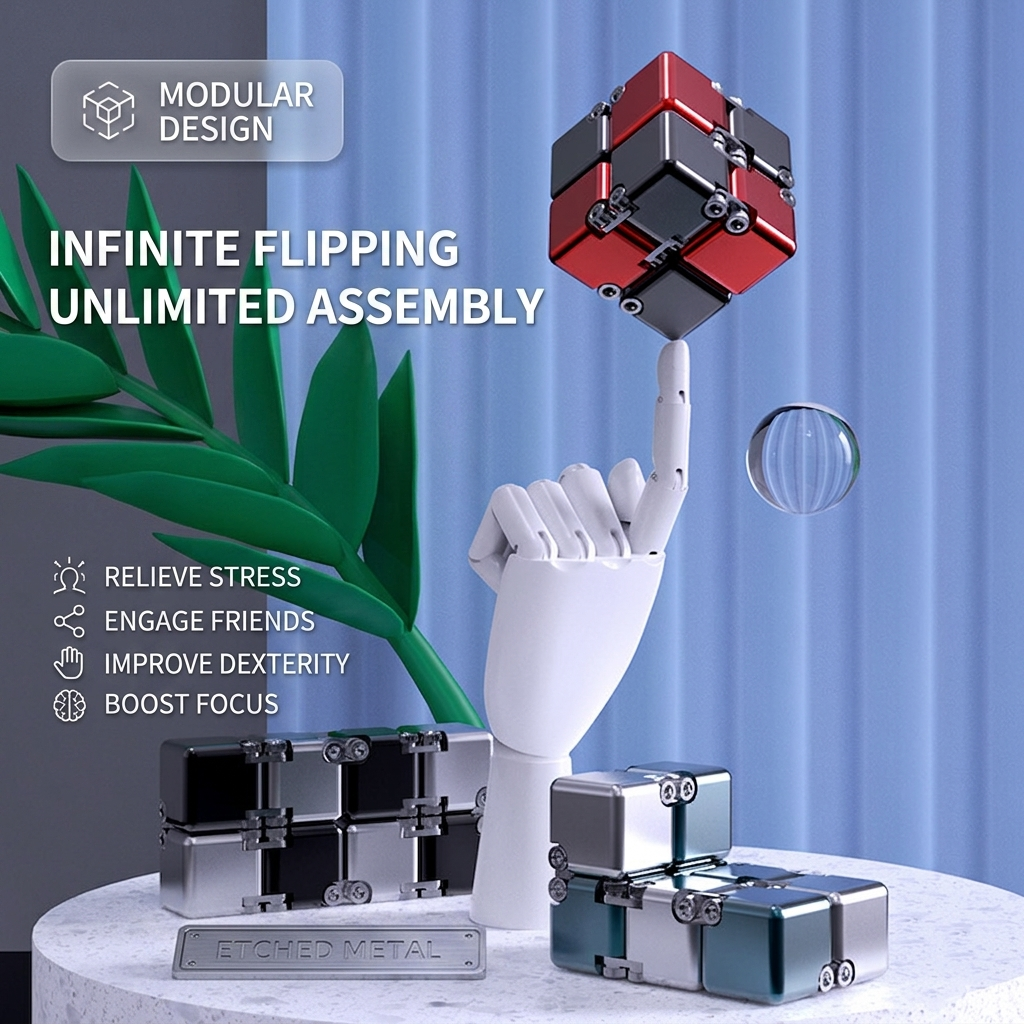 DeskSanctuary premium 180g metal infinity cube video demonstration.